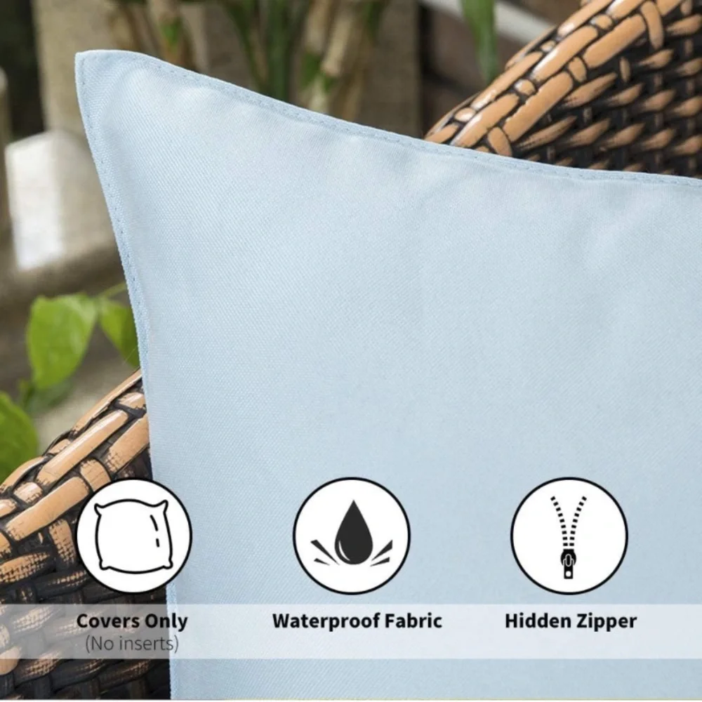 Luxury Home | Sky Blue Outdoor Water Resistant Lumbar Throw Pillow Covers